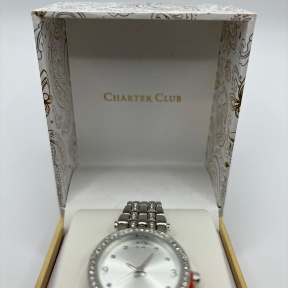 Charter Club Women’s Silver Round Link Watch - Picture 2 of 7